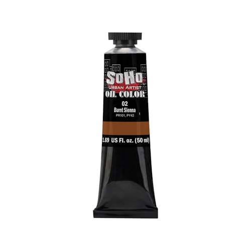Soho Urban Artist Oil Paint - Burnt Sienna, 50 ml Tube - Best Valued Oil Colors for Painting, Excellent Pigment Load - color: Burnt Sienna, size: 1.69 Fl Oz (Pack of 1)