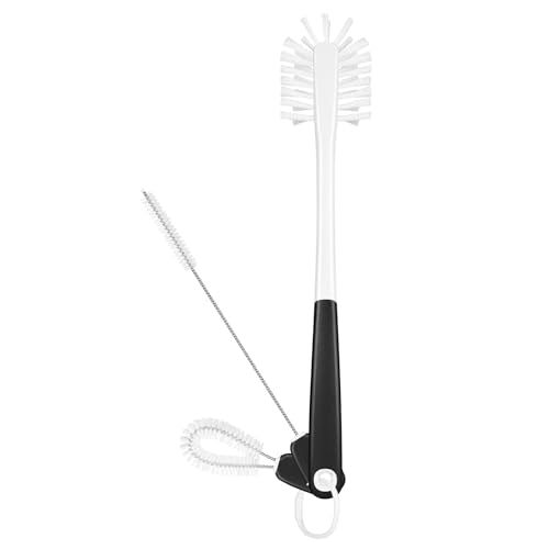 MOSOLAN 3-in-1 Water Bottle Cleaning Brush Set - Long Handle Scrubbing Brush for Tumbler, Straw, Baby Bottles, Drinking Glasses, White - color: White