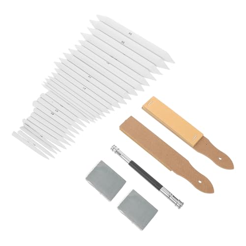 KONTONTY 33pcs Sketching Blending Stumps and Tortillions Set with Sandpaper Block, Pencil Extender, and Kneaded Eraser for Student and Artist Charcoal Drawing Supplies