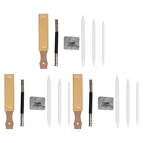 Tnfeeon 33 Pcs Blending Stumps and Tortillions Set, Sketch Drawing Tools with Sandpaper Pencil Sharpener Pencil Extension Tool Kneaded Eraser Sponge, for Student Artist Sketch Drawing