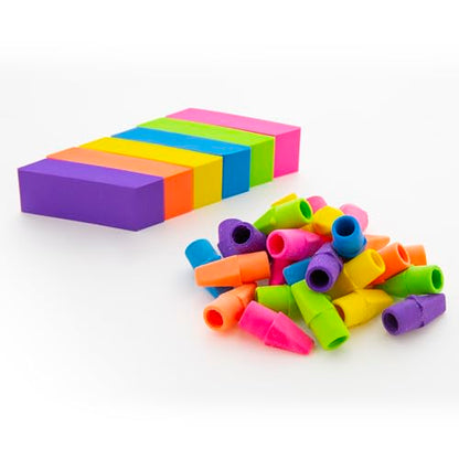 BAZIC Products Bevel Block Erasers, 6 Count, 2-Pack | neon beveled block erasers; soft latex-free; PVC-free rubber; Clean erase; smudge-resistant; school; home; art - color: 6-count, size: 2-Pack