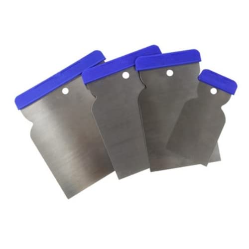 Colad 4-Piece Stainless Steel Japanese Spackle Putty Knives 9100 – Multipurpose Metal Scrapers for Automotive Repair, Body Filler & Paint Prep
