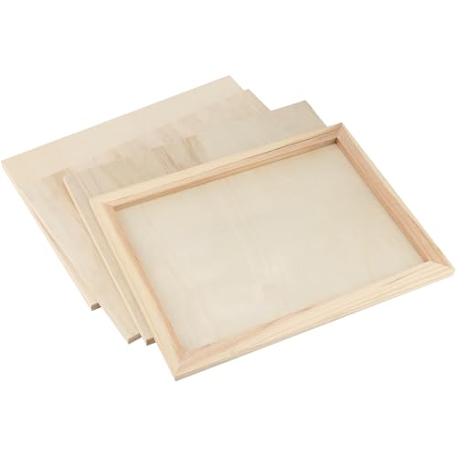 LEXININ 12 Pack 9 x 12 x 1/2 Inch Wood Canvas Panels, Unfinished Wooden Canvas Boards, Cradled Wood Pouring Panels for Painting, Arts Crafts