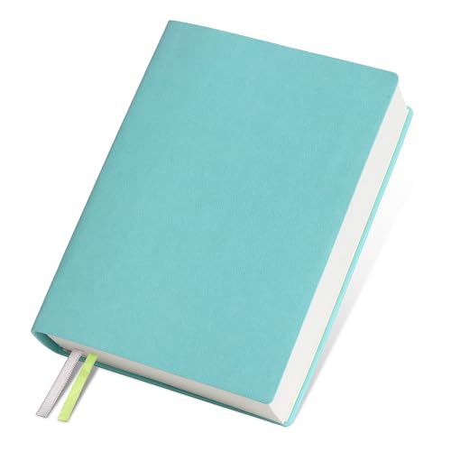 Thick Blank Journal Notebook 400 Pages, A6 Unlined Plain Sketchbook, 100gsm Thick Paper Hardcover Soft Leather Cover, No Lines Drawing Pad Memo Diary Writing Art Notepad ，3.9 × 5.5 - color: Light Cyan-400 Page
