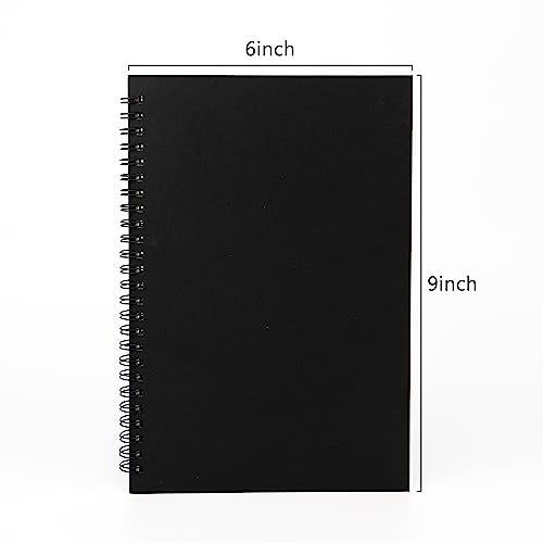 DSTELIN 9 inch x 6 inch, 100GSM, Blank Spiral Notebook, 1-Pack, Soft Cover, Sketch book, 160 Pages / 80 Sheets, (Black)