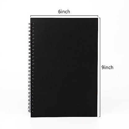 DSTELIN 9 inch x 6 inch, 100GSM, Blank Spiral Notebook, 1-Pack, Soft Cover, Sketch book, 160 Pages / 80 Sheets, (Black)