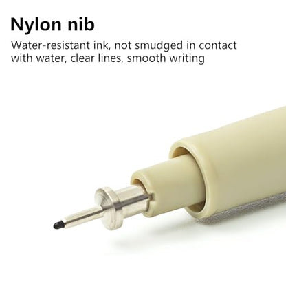 Micro Fineliner Drawing Art Pens: 12 Black Fine Line Waterproof Ink Set Artist Supplies Archival Inking Markers Pigment Liner Point Journaling Sketch Outline Watercolor Technical