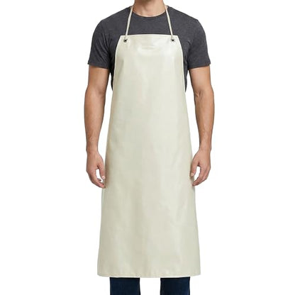 Xpose Safety Heavy Duty Vinyl Waterproof Aprons, White - For Home, Industrial and Commercial Use - Chemical Resistant - color: White, style: 1 Pack