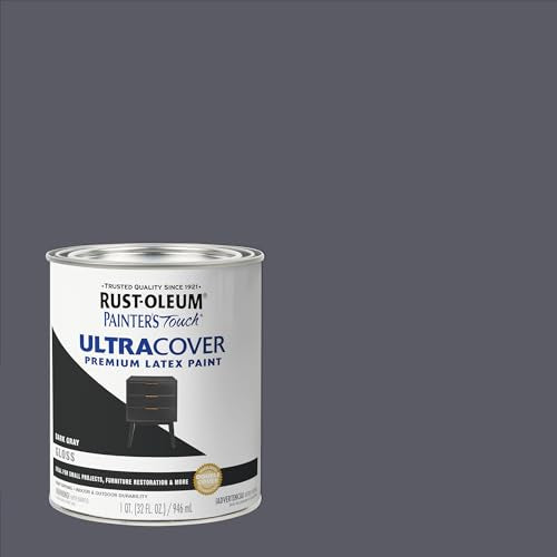 Rust-Oleum 1986502 Painter's Touch Latex Paint, Gloss Dark Gray, 1 Quarts (Pack of 1) - color: Gloss Dark Gray, size: 1 Quarts (Pack of 1)