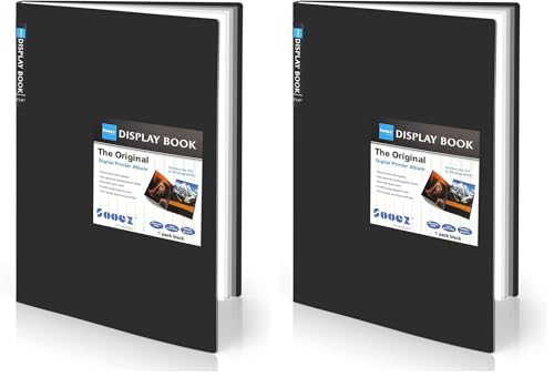 Sooez Art Portfolios 11"x17", Large Portfolio Folder with 30 Pockets & Black Inner Sheets, Display 60 Pages, 11 x 17 Presentation Book (Pack of 2) - color: Black, size: 11x17" w/ BLK Paper (Pack of 2)