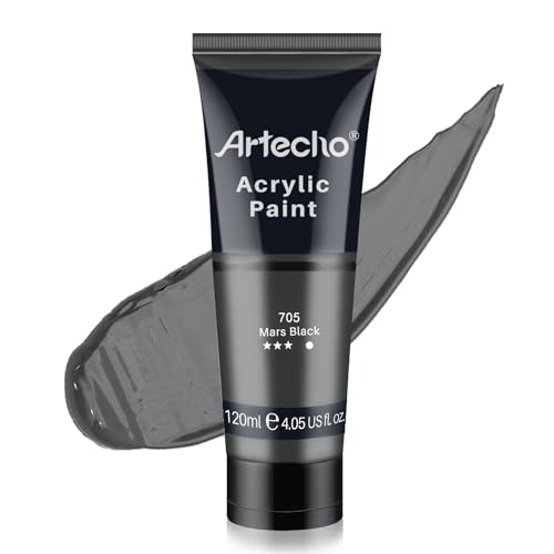 Artecho Mars Black Acrylic Paint (120ml / 4.05oz) Tubes, Art Craft Paints for Canvas Painting, Rock, Stone, Wood, Fabric, Art Supplies - color: Mars Black, style: Regular
