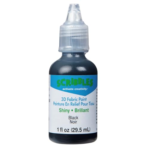 Scribbles 1oz 3D Fabric Paint, Shiny Black - color: Black, size: 1 Fl Oz (Pack of 1)