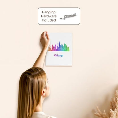 3dRose Rainbow city skyline of Chicago, Illinois Museum Grade Canvas Wrap 8x10 - size: 8"L x 10"W