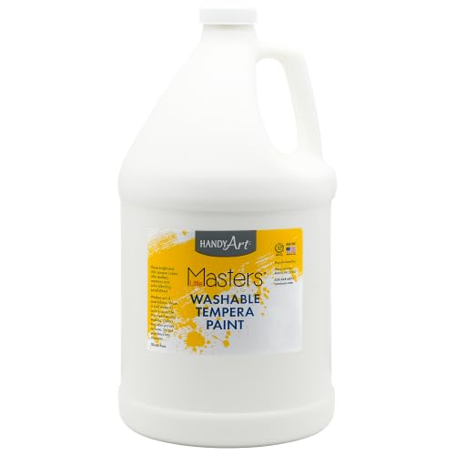 Handy Art Little Masters Washable Tempera Paint, White, Gallon 128 oz | Bright & Mixable, High Opacity, Washable Colors for Classroom, Students, Kids, Young Artists, Safe & Non-Toxic, Made in USA - color: White, size: 128 Fl Oz