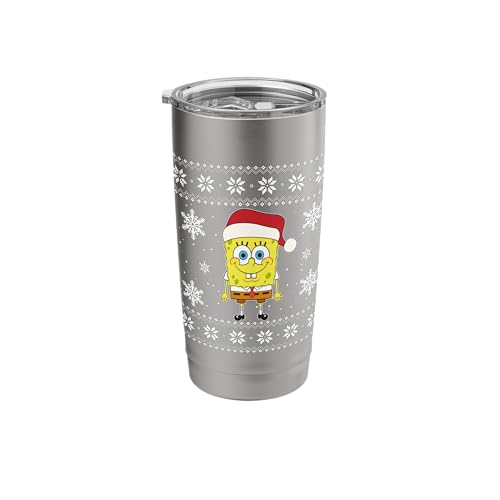 Spongebob SquarePants Holiday Christmas Graphic Stainless Steel Insulated Tumbler - color: Brushed Steel