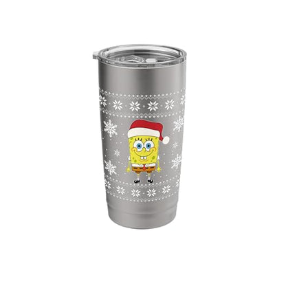 Spongebob SquarePants Holiday Christmas Graphic Stainless Steel Insulated Tumbler - color: Brushed Steel