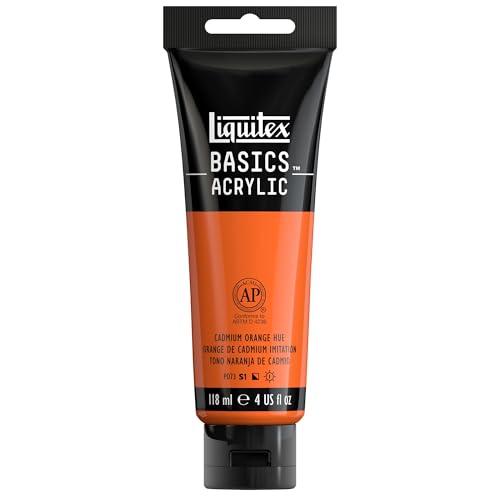 Liquitex BASICS Acrylic Paint, 118ml (4-oz) Tube, Cadmium Orange Hue - color: Cadmium Orange Hue, size: 4 Fl Oz (Pack of 1)