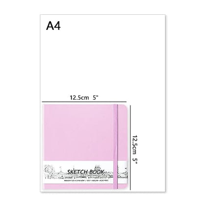 5" x 5" Hardcover Sketch Book,Small Mixed Media Sketch Pad,58 Sheets 150GSM Acid-Free Artist Drawing Paper,Travel Journal Blank Notebook for Adults Painting,Illustration,Art Supplies.Purple Pink - color: 150gsm PU-purple pink