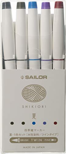 Sailor Fountain Pen, Water-Based Pen, Seasonal Woven Marker, Summer, Set of 5 Colors, 25-5101-002 - color: Summer