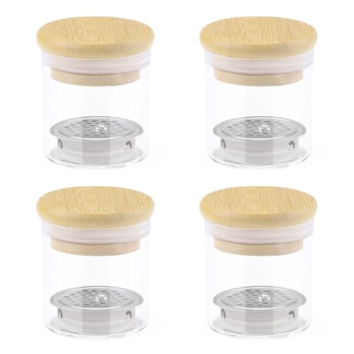 4 Pack Acrylic Nail Brush Cleaner Dappen Dish with Lid, Mesh Layered Nail Art Brush Monomer Liquid Wash Cup Glass Removal Jar for Sequins Glitter Powder, 2.2in High - color: 2.2in High
