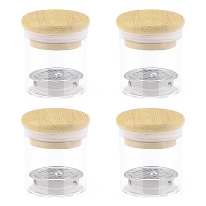 4 Pack Acrylic Nail Brush Cleaner Dappen Dish with Lid, Mesh Layered Nail Art Brush Monomer Liquid Wash Cup Glass Removal Jar for Sequins Glitter Powder, 2.2in High - color: 2.2in High