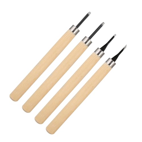 Wood Carving Tool 4 Pc Set,Small Wood Paddle, Sharpener Rubber Stamp Knives Micro Carving Tool Carving Tools Set (#1) 4pcs Wood Knife Manual (Number one)