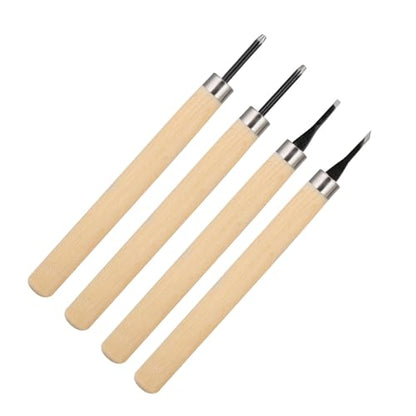 Wood Carving Tool 4 Pc Set,Small Wood Paddle, Sharpener Rubber Stamp Knives Micro Carving Tool Carving Tools Set (#1) 4pcs Wood Knife Manual (Number one)