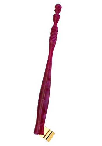 XIAOYU Calligraphy Oblique Nib Pen Holder, English Calligraphy Pen Nib Holder, Resin Dip Pen Handle Nib Holder with 5 Flat Nibs, Pruple and Red - color: Pruple & Red