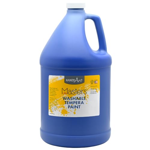 Handy Art Little Masters Washable Tempera Paint, Blue, Gallon 128 oz | Bright & Mixable, High Opacity, Washable Colors for Classroom, Students, Kids, Young Artists, Safe & Non-Toxic, Made in USA - color: Blue, size: 128 Fl Oz