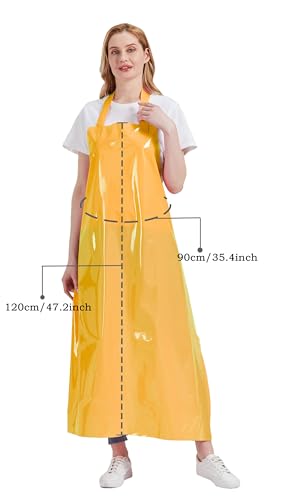 Nanxson TPU Waterproof Apron Lightweight Work Apron with Adjustable Buckle | Liquid Resistant,Neck buckle design,Easy to clean,Unisex,Butcher Apron for Dishwashing Grooming,Halloween - color: Yellow