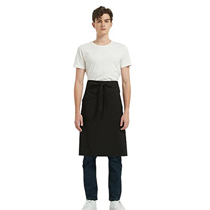 PINDUNCHEF Unisex Two Pocket Bbq Bistro Waiter CookingApron Waterproof Stain Resistant Waist apron - color: Black