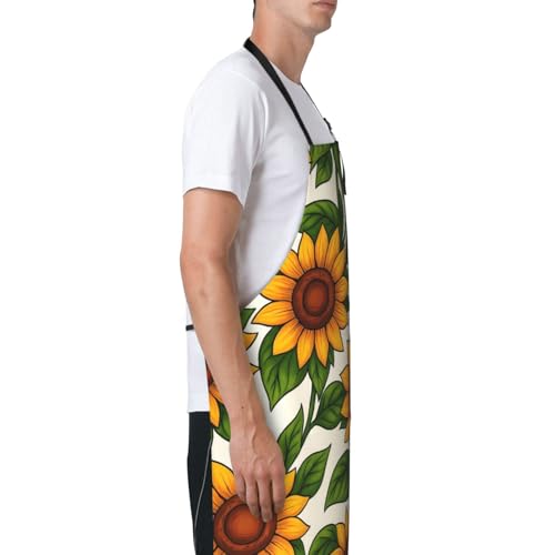 KKdskkds Tribal Boho Geometric Multi-Purpose Adjustable Waterproof Apron With Pocket For Men Women - color: Sunflower