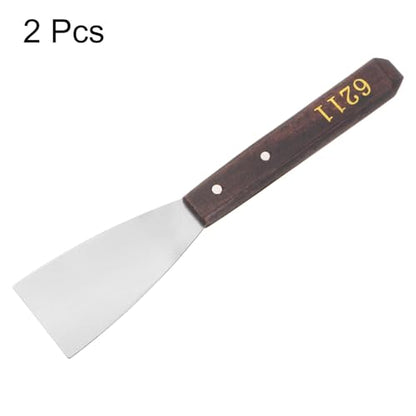 HARFINGTON 2pcs No.6211 Painting Palette Knives Stainless Steel Flat Large Spatula Pallet Knife Metal Scraper with Wood Handle for Oil Acrylic Paint Canvas Color Mixing Spreading