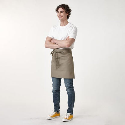 Unisex Waist Apron with Pockets Waiter Bar Half Bistro Apron 4251BY - color: Dark Khaki, size: 1 Pack
