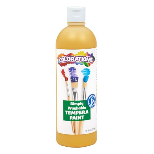 Colorations Washable Tempera Paint, 16 fl oz, Gold, Non Toxic, Vibrant, Bold, Kids Paint, Craft, Hobby, Fun, Art Supplies - color: Gold