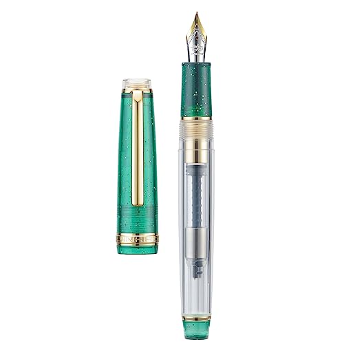 Set of 3 Jinhao 82 Fountain Pens Transparent Starry Sky Color Acrylic Extra Fine Point Gold Trim with Converter - color: Starry Sky, style: Extra Fine Nib