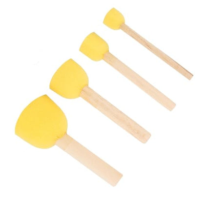 Foam Brushes, Wooden Handle Craft Painting Tool, Soft Sponge, Assorted Sizes for Kids Art Projects