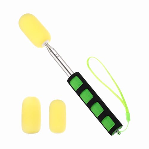 PATIKIL 41" Telescoping Sponge Stick for Pottery, Retractable Ceramic Sponge Tool with 2pcs Head for Removing Excess Water from Tall and Narrow Pottery, Yellow/Green(1.18/1.57"W) - color: Yellow/Green