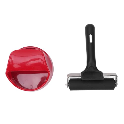Printing Roller Kit Soft Rubber Roller with Set, Sturdy Metal Structure Plastic Handle 4in Rubber Brayer Roller for Crafting Printing Inking Stamping