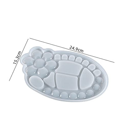Painting Palette Silicone Resin Mold Oval Flower Shaped Epoxy Silicone Casting Molds Artist Paint Color Mixing Tray Palette for Art Kids Gift, 26 Wells 3D DIY Making Handmade Crafts