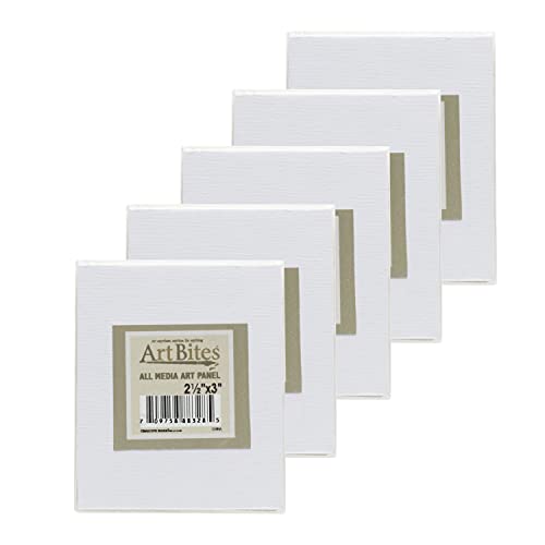 Creative Mark ArtBites Canvas Textured Boards 5-Pack - 2.3mm Stock Board Mounted Mini Canvases for Painting, Sketching, Printing & More! - 2.5x3 - size: 2.5x3"