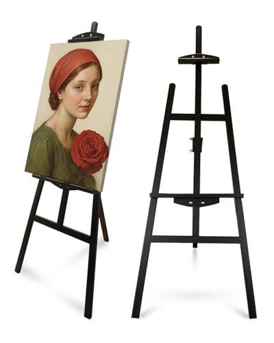 Foldable & Adjustable Wooden Painting Easel for Adults Hold up to 41" Canvas,Artist Easel Stand for Painting,Wooden Easels for Display Home Studio Outdoor Wedding,Art Easel Stand, Black - style: Black