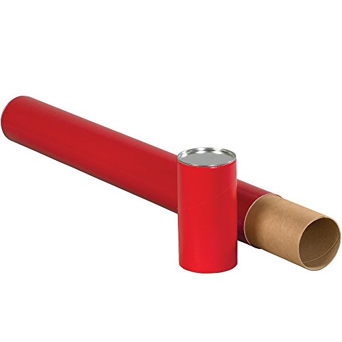Aviditi Premium Red Telescoping Tubes, 3 x 24 Inches, for Shipping, Storing, Mailing, Blueprints and Posters (24 Pack)