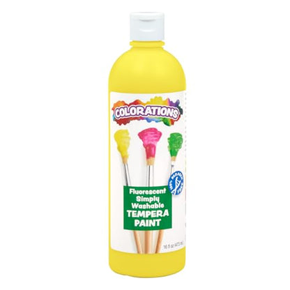 Colorations Washable Tempera Paint, 16 fl oz, Fluorescent Yellow, Neon, Non Toxic, Vibrant, Bold, Bright, Kids Paint, Craft, Hobby, Fun, Art Supplies (Item # FSWTYE) - color: Fourescent Yellow