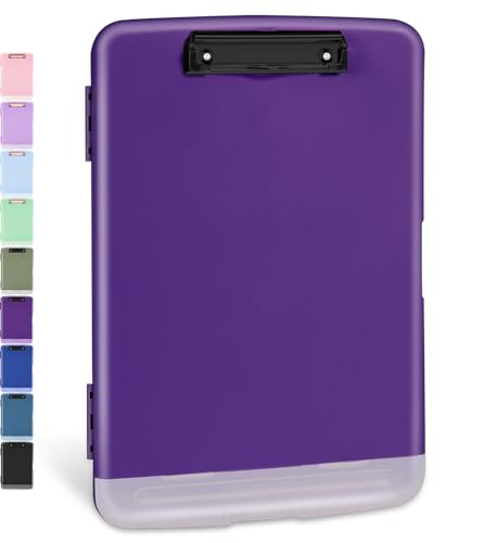 Sooez Clipboard with Storage, High Capacity Nursing Clipboards with Pen Holder, Clip Boards 8.5x11 with Storage, Low-Profile Clip, Lightweight Plastic Clipboard for Teachers, Lawers, Office Workers - color: Dark Purple With Black Clip