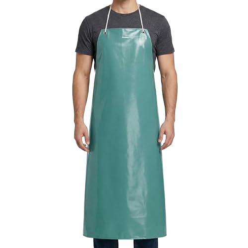 Xpose Safety Heavy Duty Vinyl Waterproof Aprons, White - For Home, Industrial and Commercial Use - Chemical Resistant - color: Green, style: 1 Pack