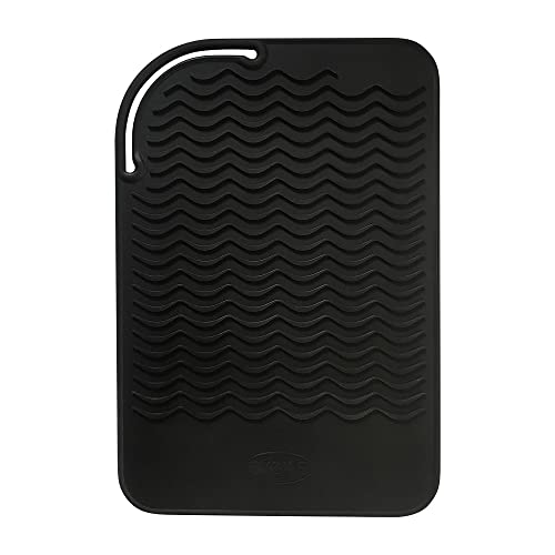 9" X 6" Silicone Heat Resistant Travel Mat, Anti-Heat Pad for Hair Straighteners, Curling Irons, Flat Irons and Other Hair Styling Tools - Black - color: Black