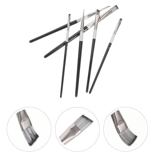 6pcs Nylon Oil and Watercolor Paintbrush Set with Wooden Handles for Students and Artists, Fan and Angled Brushes for Acrylic, Pigment Mixing, and Professional Painting Supplies