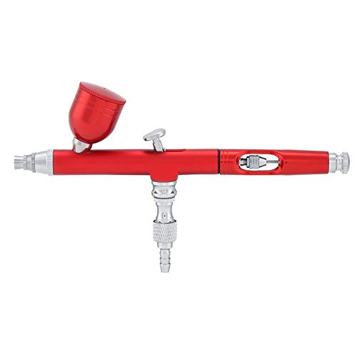 Yosooo Airbrush Kit, Multi-Purpose Gravity Feed Dual Action Paint Spray Gun Set 7CC Capacity 0.3MM Spray Kit Tools for Paint Art Tattoo Nail Design(Red) - color: Red