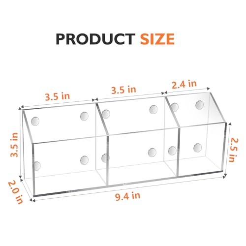 Ameceres Magnetic Pen Holder Classroom Organization Acrylic Marker Holder for Whiteboard Refrigerator Locker Accessories Pencil Dry Erase Marker Basket (3 Compartments * 1) - size: 3 Compartments * 1